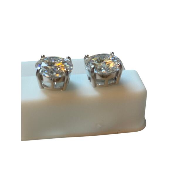 925 Sterling Silver Moissanite Stud Earrings 11MM RP 10.00 CTW VVSD Color - Picture 5 of 6